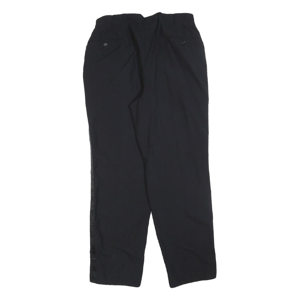 Black Mens Relaxed Trousers W32 L30 Zip Side Stripe Casual Everyday