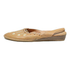 KARSTON Womens Slingback Leather Beige UK 4.5 Embroidered Footwear Comfortable