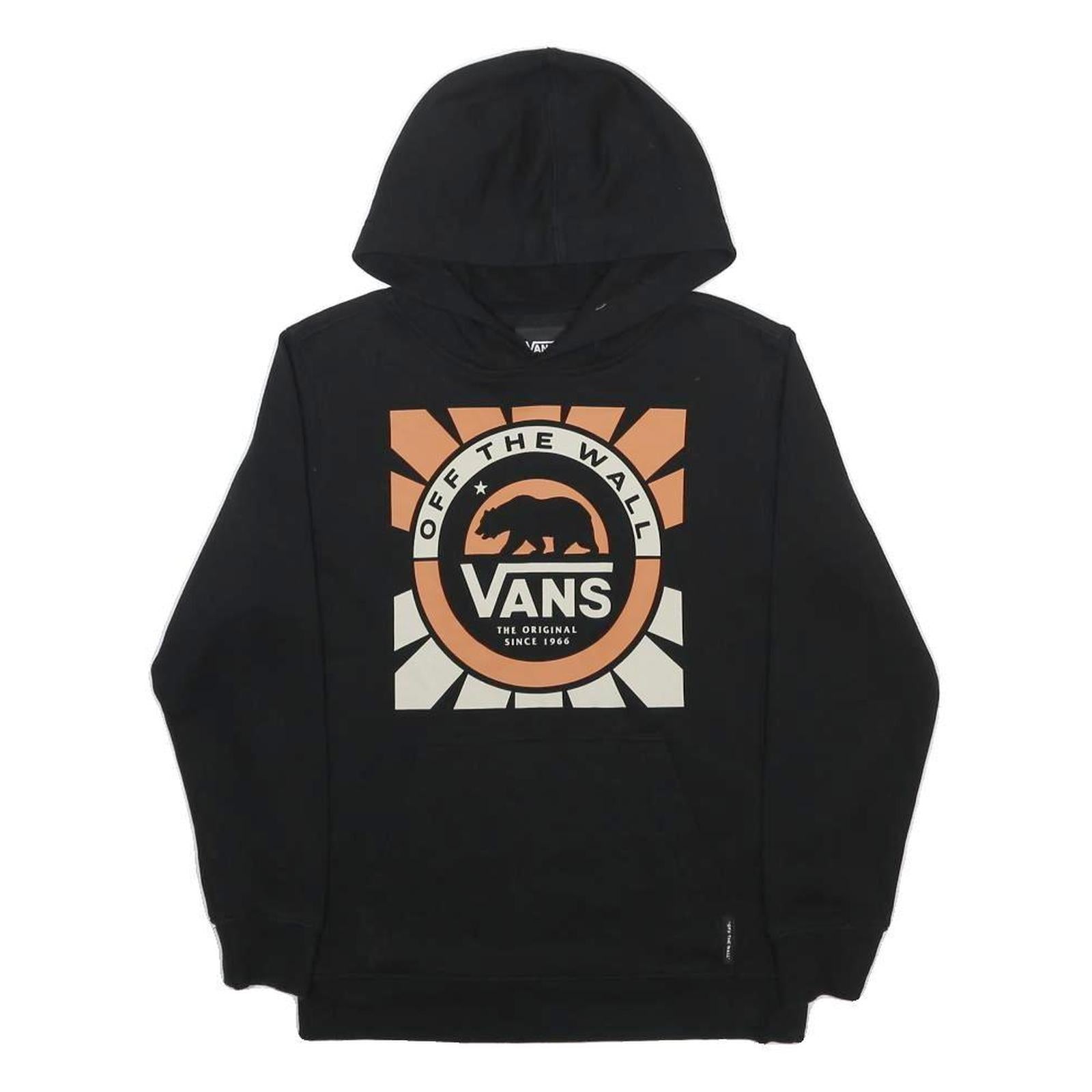 VANS Boys Black Off The Wall Graphic Pullover Hoodie M Cotton Blend