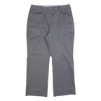 LANDS END Womens Cotton Blend Grey Regular Straight Trousers W32 L27 Casual