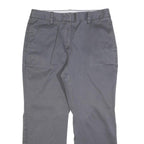 LANDS END Womens Cotton Blend Grey Regular Straight Trousers W32 L27 Casual