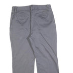 LANDS END Womens Cotton Blend Grey Regular Straight Trousers W32 L27 Casual