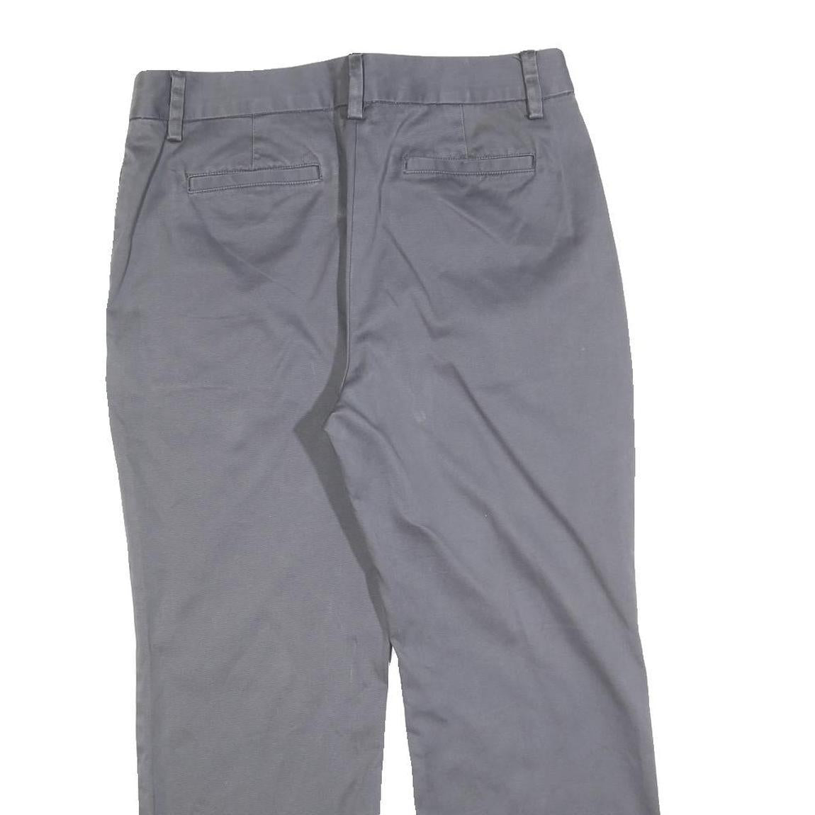 LANDS END Womens Cotton Blend Grey Regular Straight Trousers W32 L27 Casual