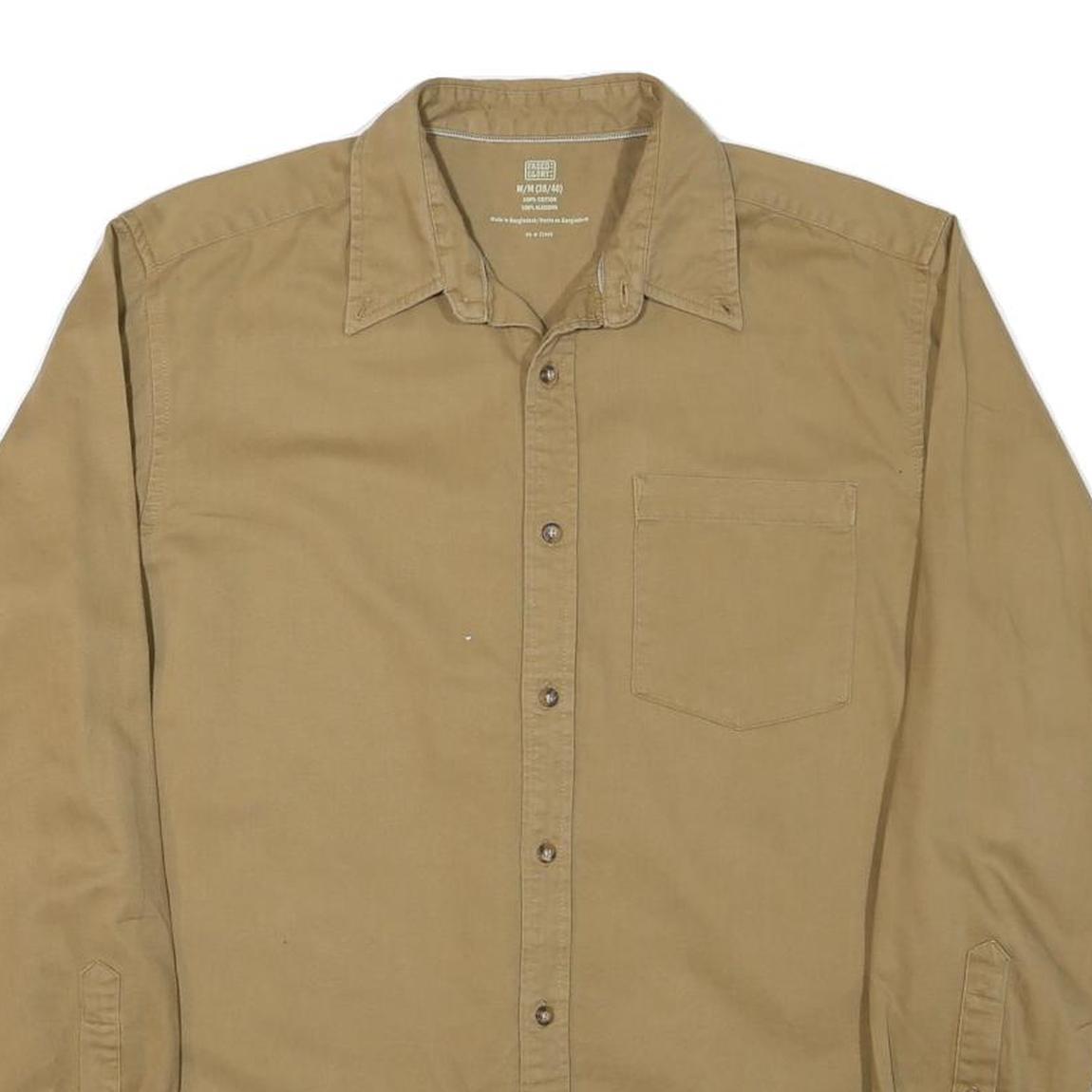 FADED GLORY Mens Beige Shirt Cotton Blend M Casual Button-Down Long Sleeve