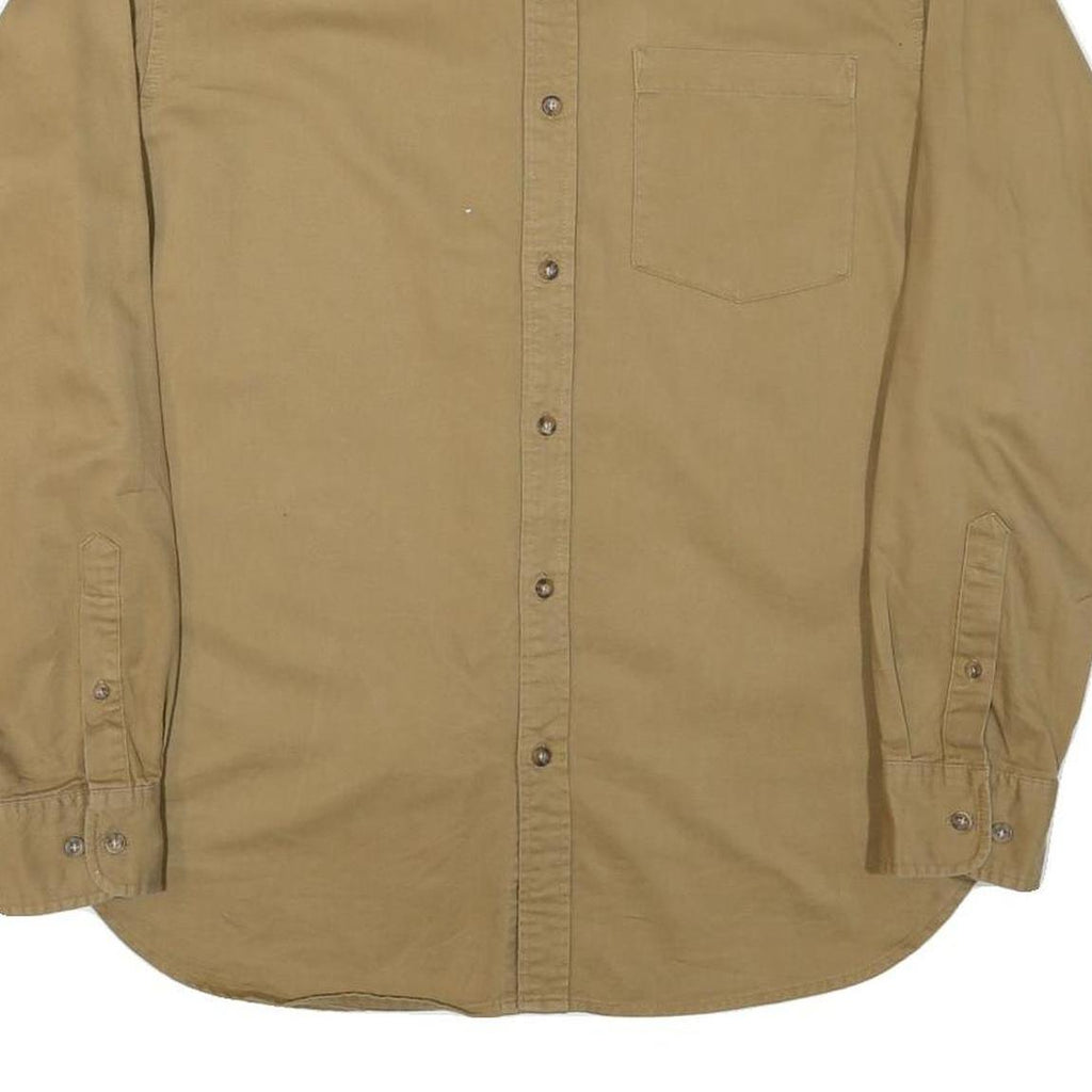 FADED GLORY Mens Beige Shirt Cotton Blend M Casual Button-Down Long Sleeve