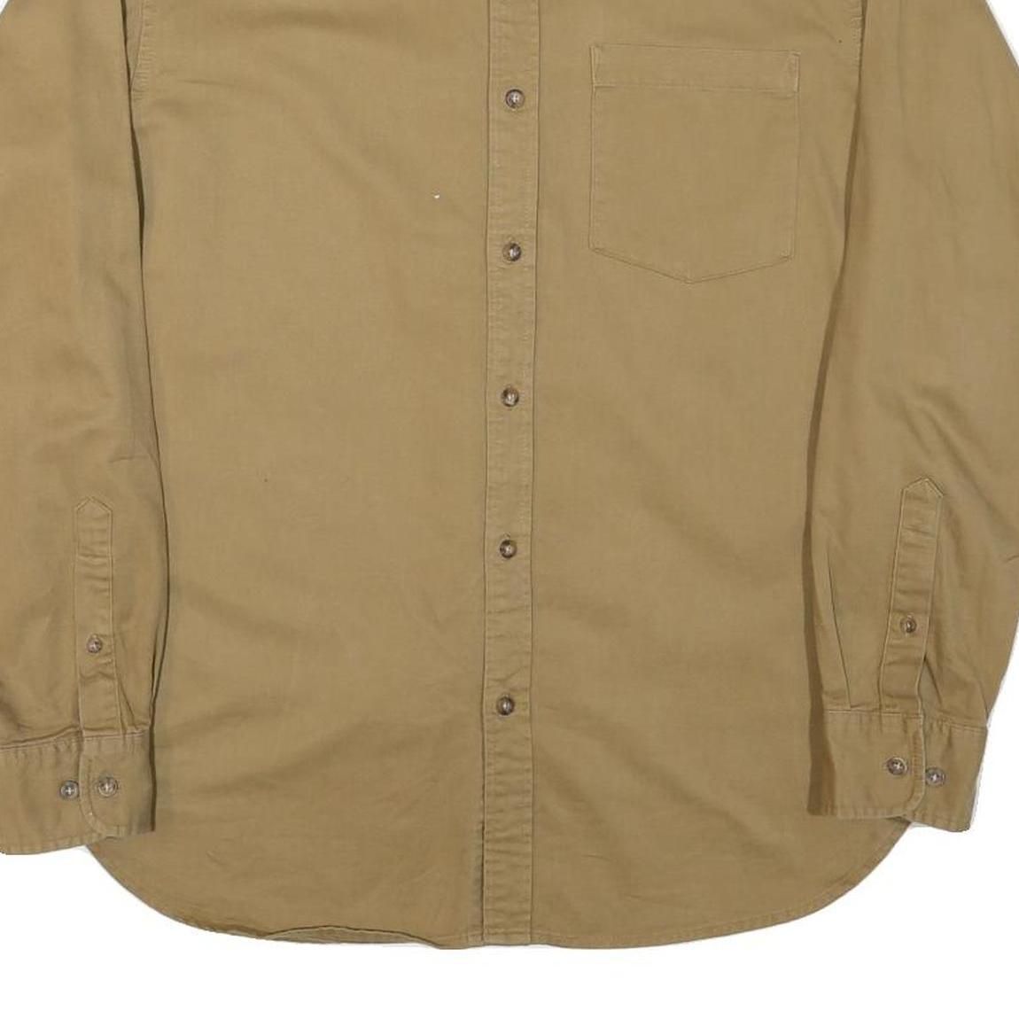 FADED GLORY Mens Beige Shirt Cotton Blend M Casual Button-Down Long Sleeve