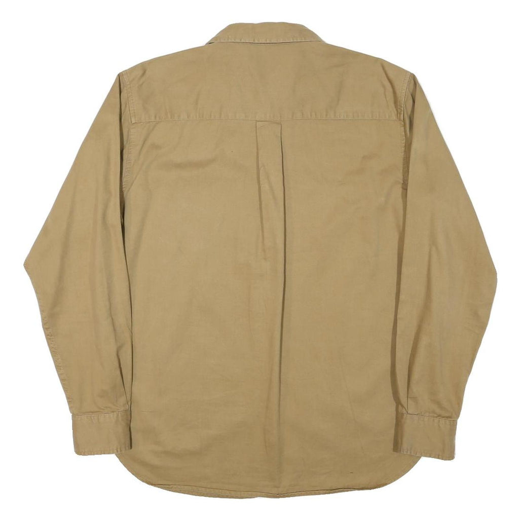 FADED GLORY Mens Beige Shirt Cotton Blend M Casual Button-Down Long Sleeve