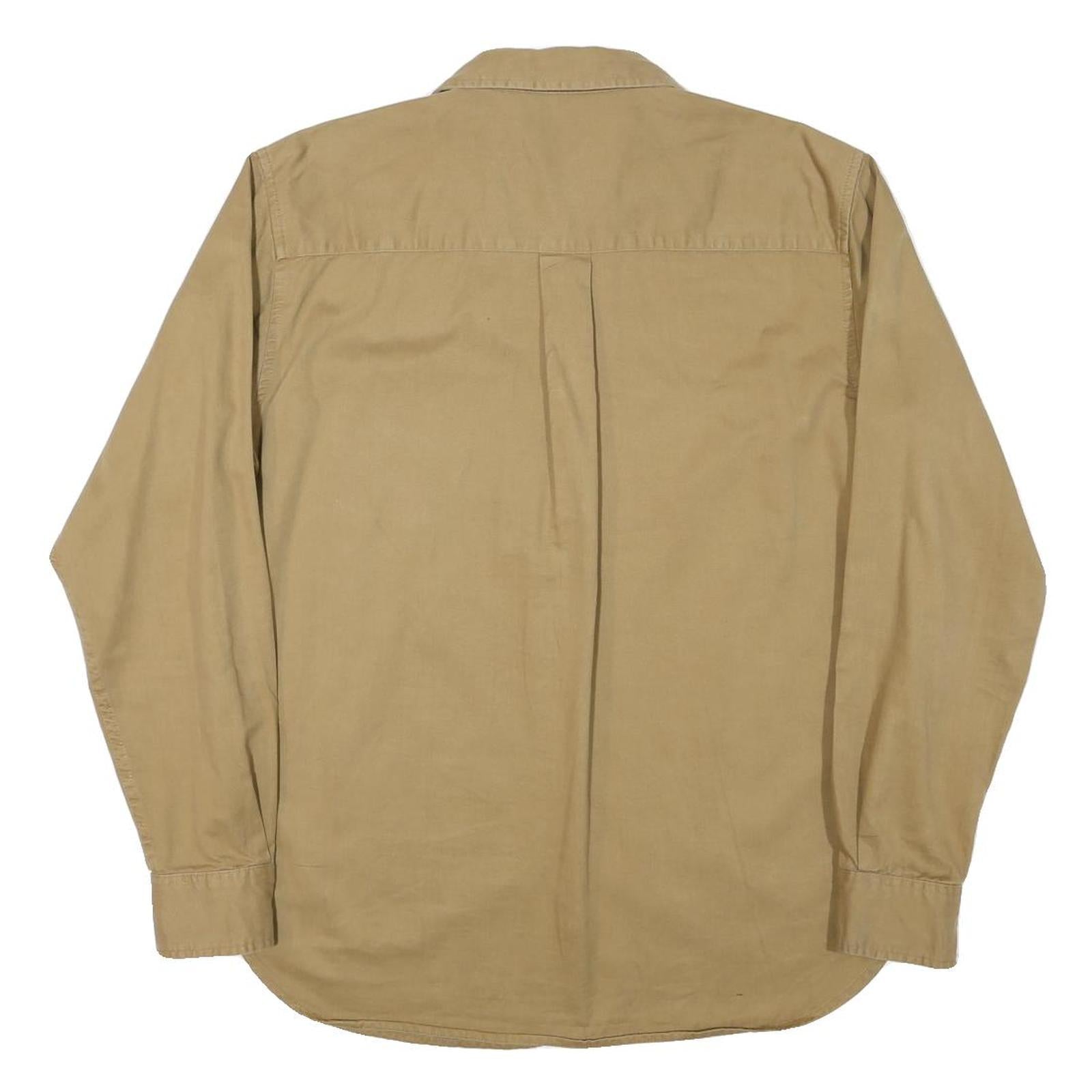 FADED GLORY Mens Beige Shirt Cotton Blend M Casual Button-Down Long Sleeve