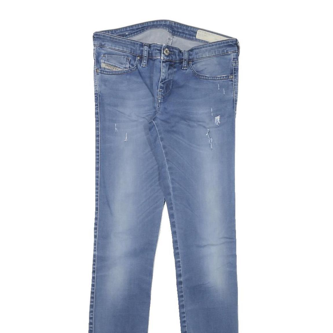 DIESEL Womens Slim Blue Denim Light Wash Jeans W28 L32 Stylish Zip Closure