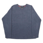 TOMMY HILFIGER Mens Blue V-Neck XL Cotton Sweatshirt Classic Pullover
