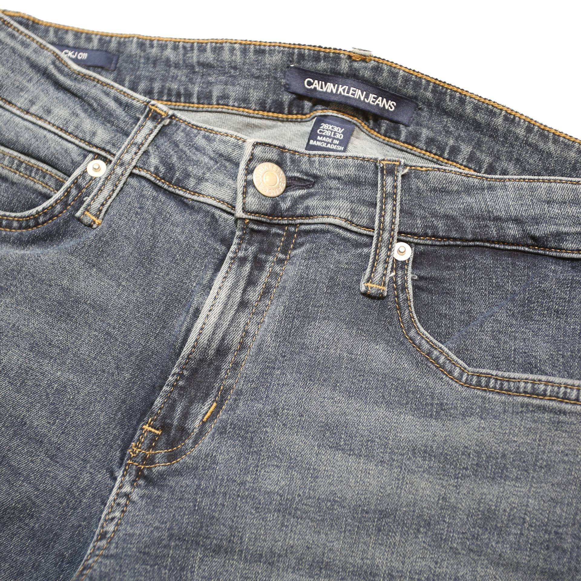 CALVIN KLEIN JEANS Womens Slim Blue Skinny Denim Raw W28 L30 Stretch Cotton