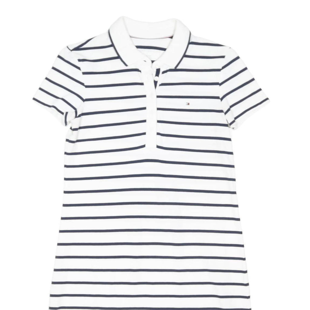 TOMMY HILFIGER Womens White & Navy Stripe Polo Cotton Blend Mini Dress XS Casual