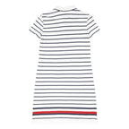 TOMMY HILFIGER Womens White & Navy Stripe Polo Cotton Blend Mini Dress XS Casual