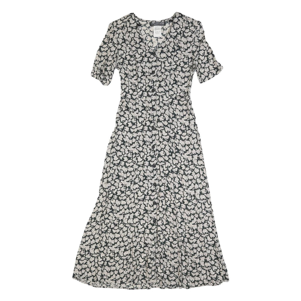 ALL THAT JAZZ Womens Black White Floral Day Dress Polyester Blend Short Sleeve