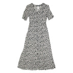 ALL THAT JAZZ Womens Black White Floral Day Dress Polyester Blend Short Sleeve