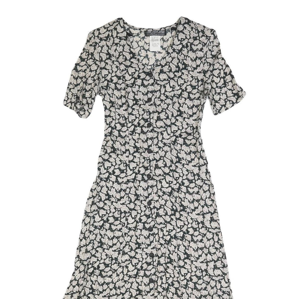 ALL THAT JAZZ Womens Black White Floral Day Dress Polyester Blend Short Sleeve