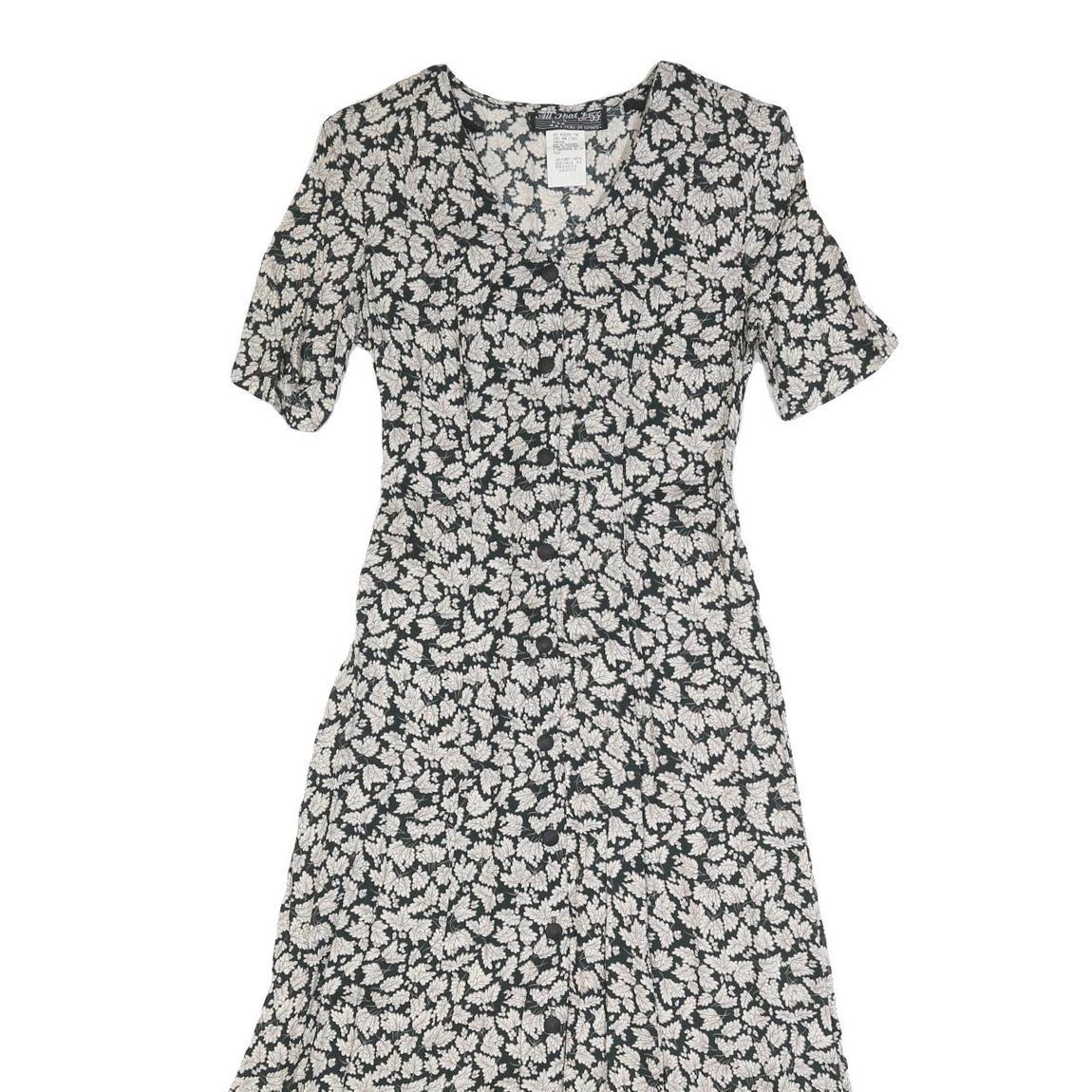 ALL THAT JAZZ Womens Black White Floral Day Dress Polyester Blend Short Sleeve