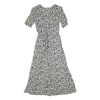 ALL THAT JAZZ Womens Black White Floral Day Dress Polyester Blend Short Sleeve