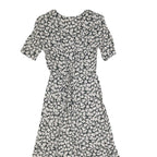 ALL THAT JAZZ Womens Black White Floral Day Dress Polyester Blend Short Sleeve