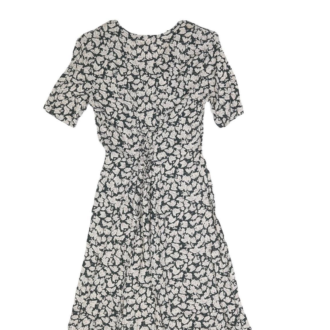 ALL THAT JAZZ Womens Black White Floral Day Dress Polyester Blend Short Sleeve