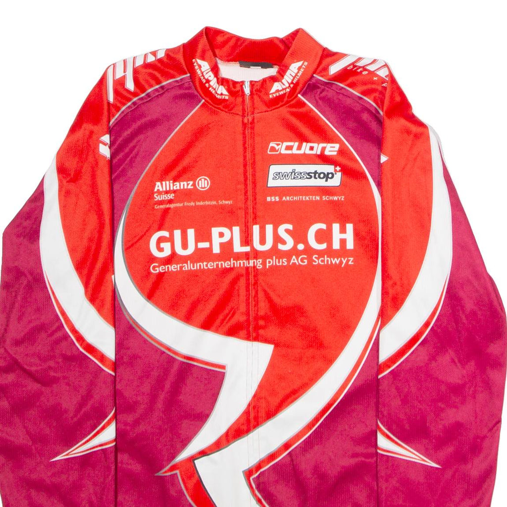 CUORE Full Zip Cycling Mens Jersey Maroon Long Sleeve High Neck M