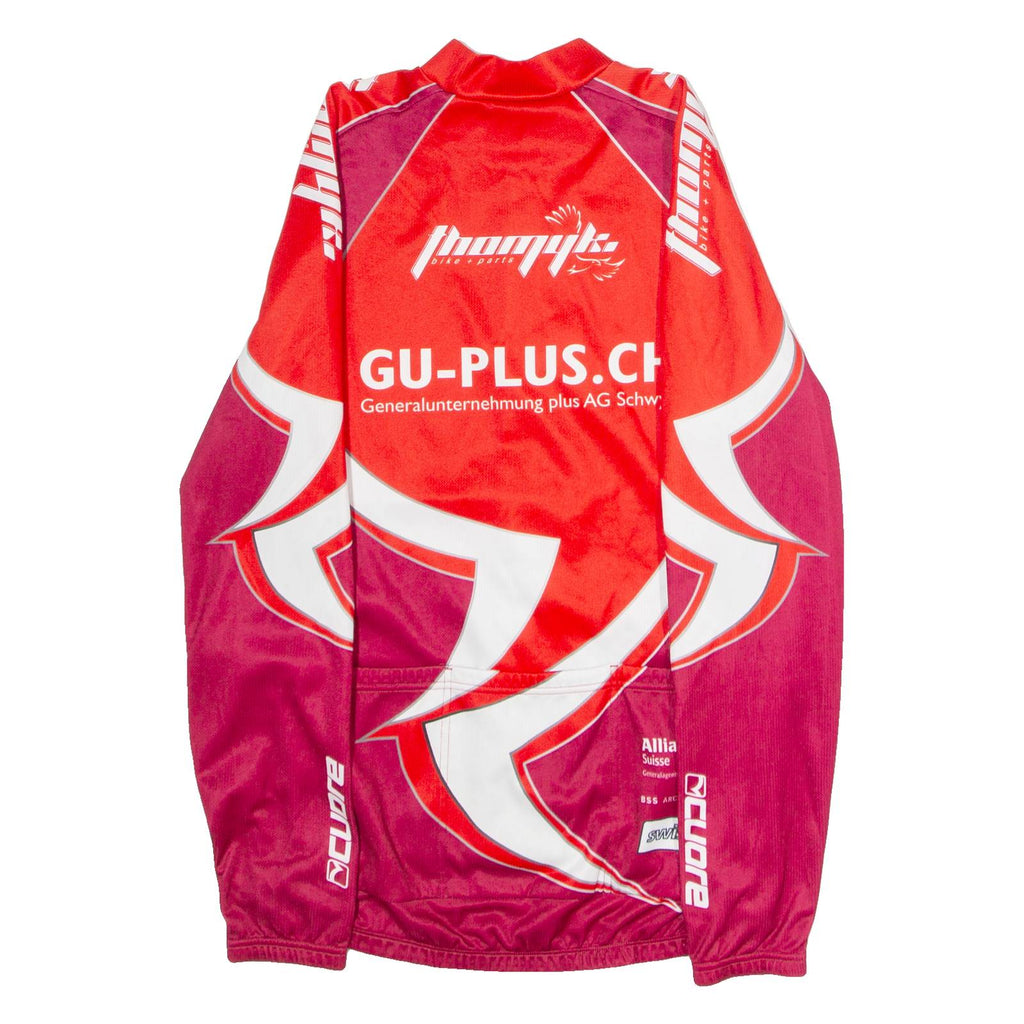 CUORE Full Zip Cycling Mens Jersey Maroon Long Sleeve High Neck M