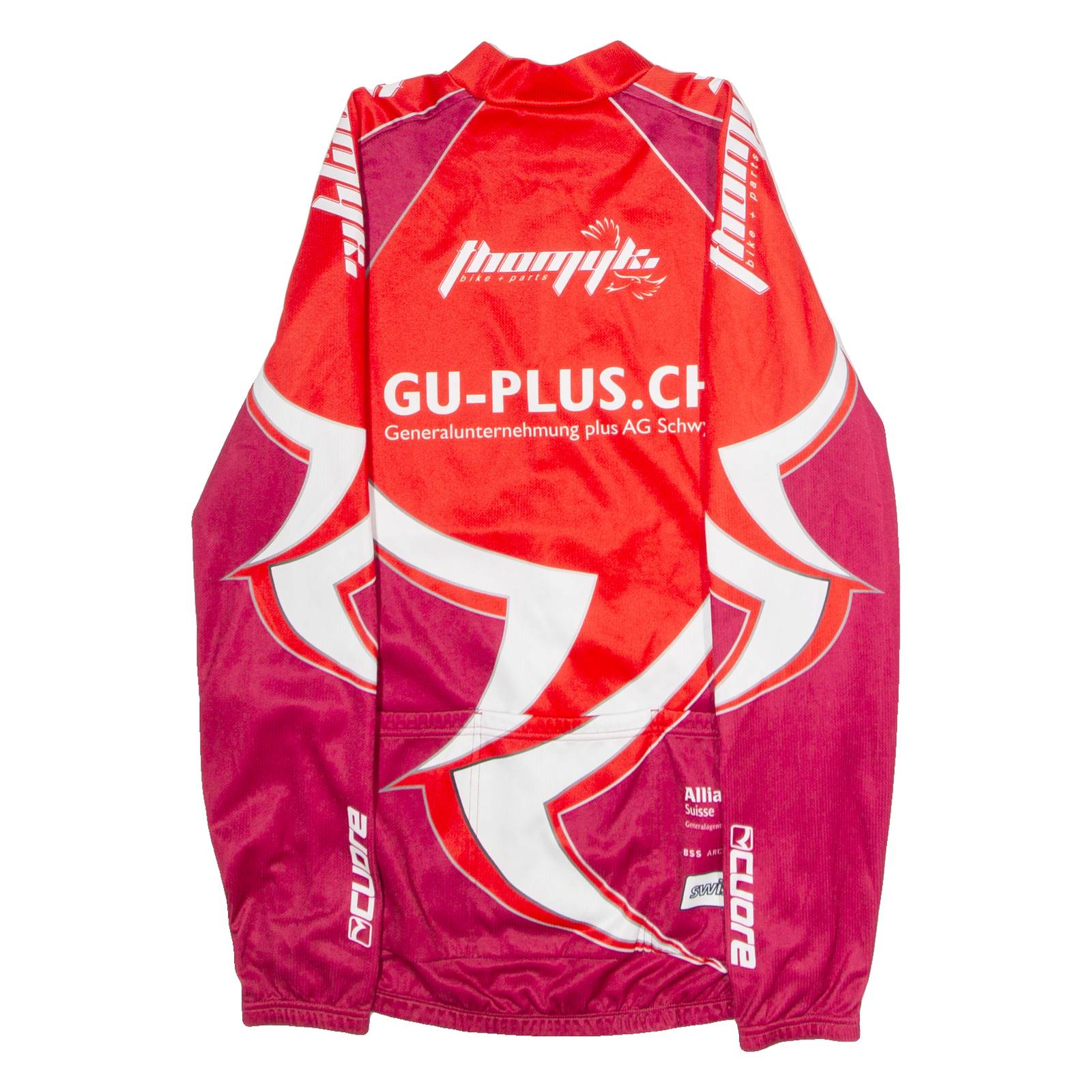 CUORE Full Zip Cycling Mens Jersey Maroon Long Sleeve High Neck M