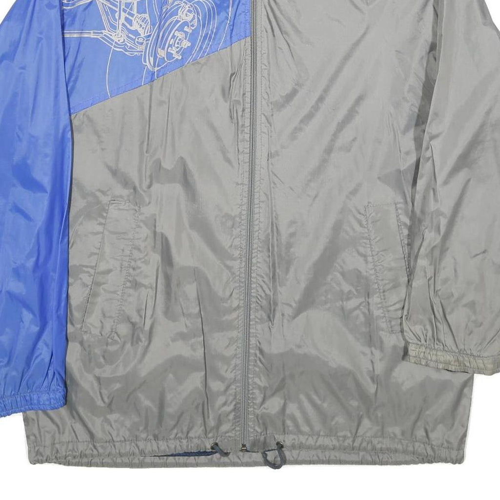 LM CORPORATE FASHION Mens Grey & Blue Nylon Zip Jacket M Plain Lightweight