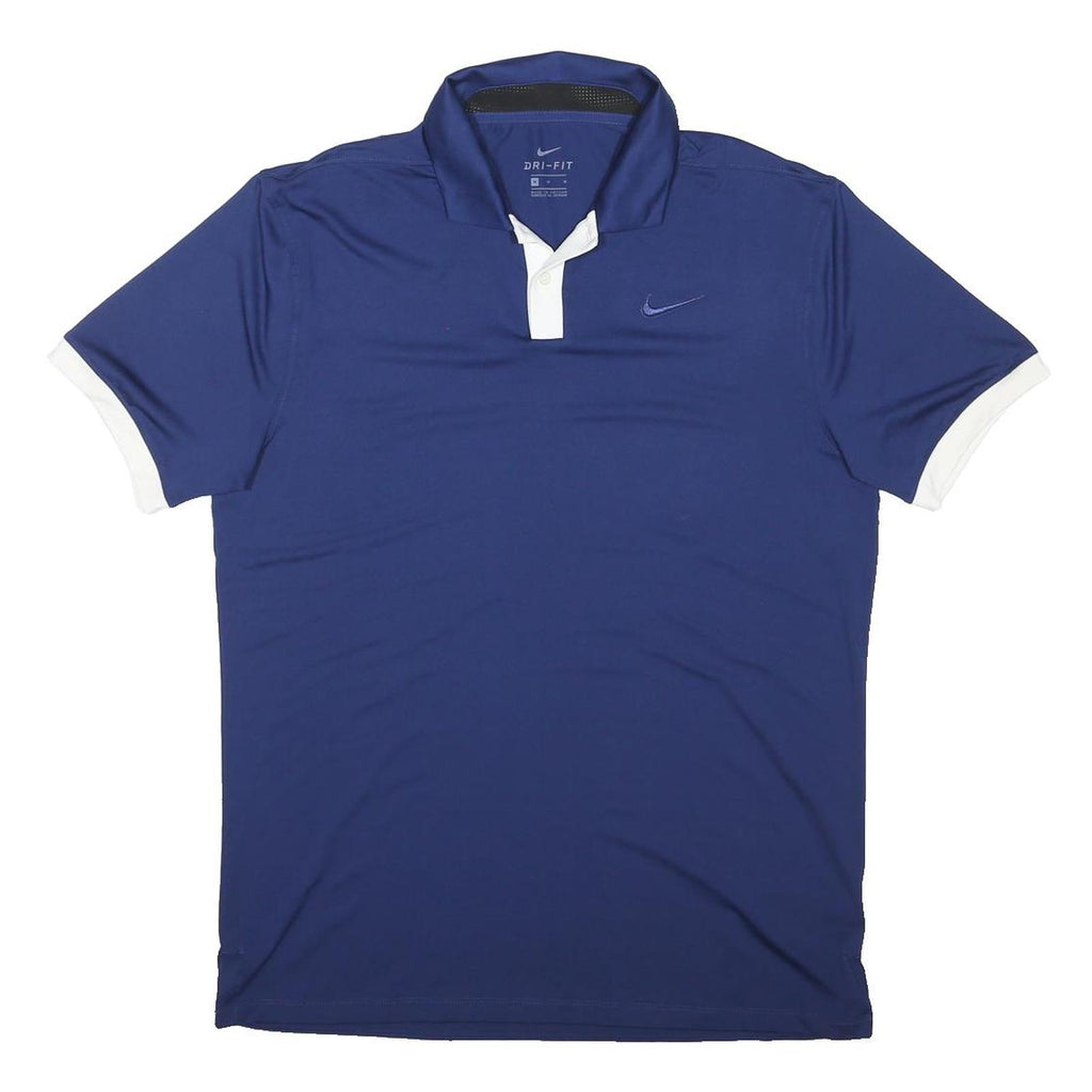 NIKE Mens Blue & White Short Sleeve Polo Shirt M Dri-FIT Sportswear