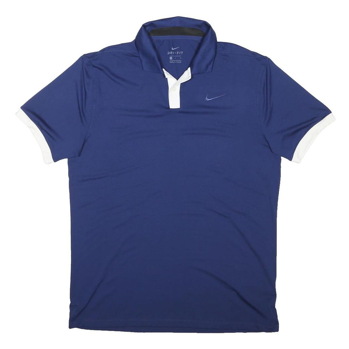 NIKE Mens Blue & White Short Sleeve Polo Shirt M Dri-FIT Sportswear