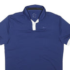 NIKE Mens Blue & White Short Sleeve Polo Shirt M Dri-FIT Sportswear