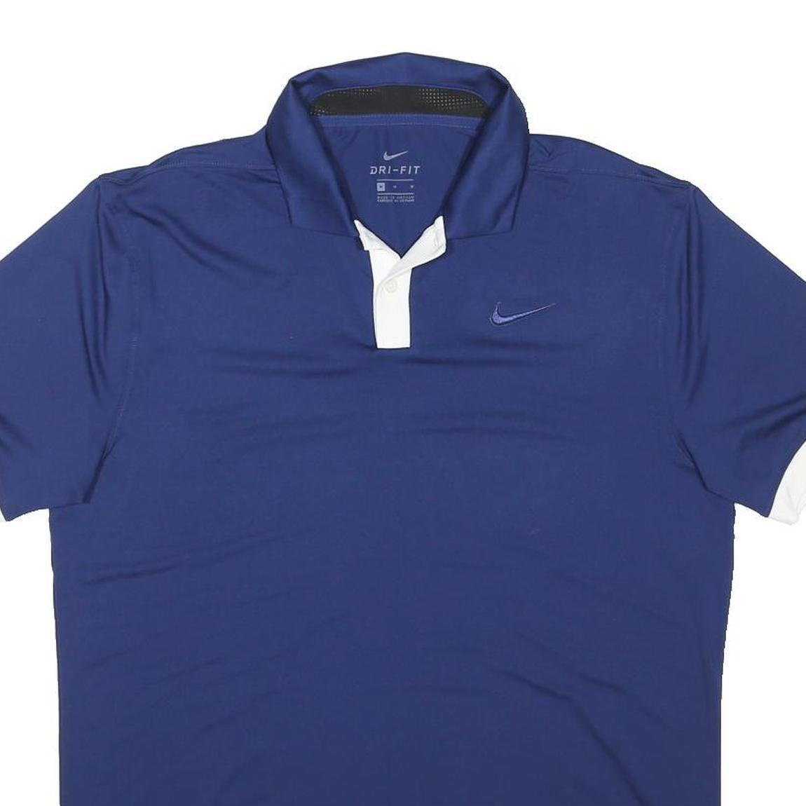 NIKE Mens Blue & White Short Sleeve Polo Shirt M Dri-FIT Sportswear
