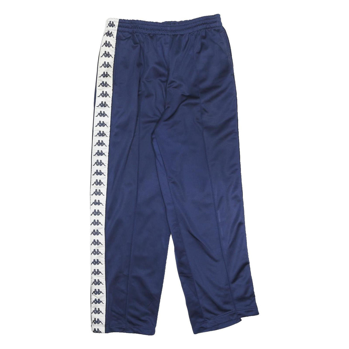 KAPPA Mens Joggers Blue & White Logo Tape L W28 L26 Classic Tapered Track Pants