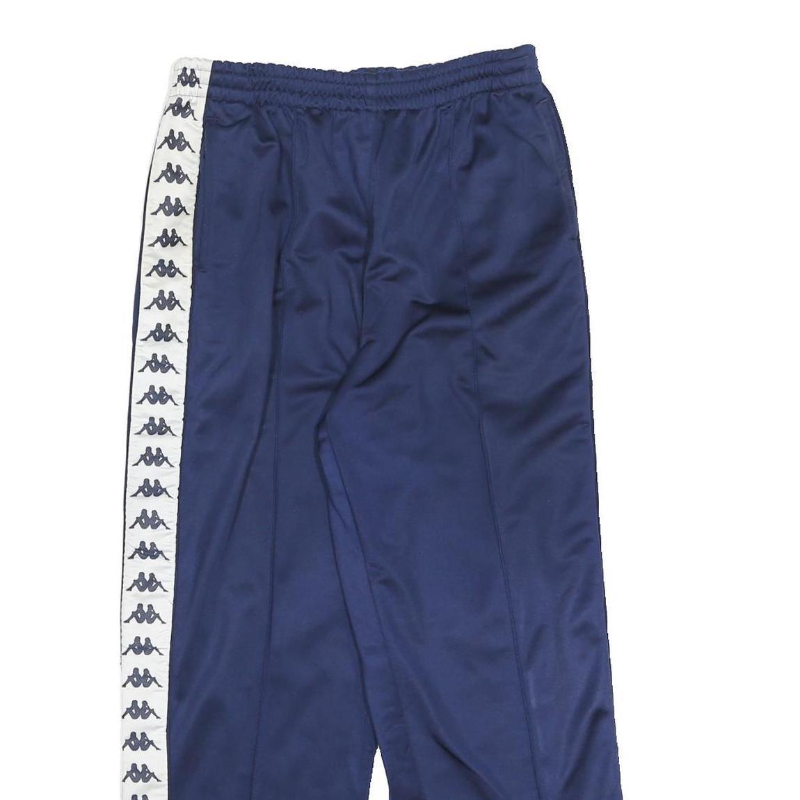 KAPPA Mens Joggers Blue & White Logo Tape L W28 L26 Classic Tapered Track Pants