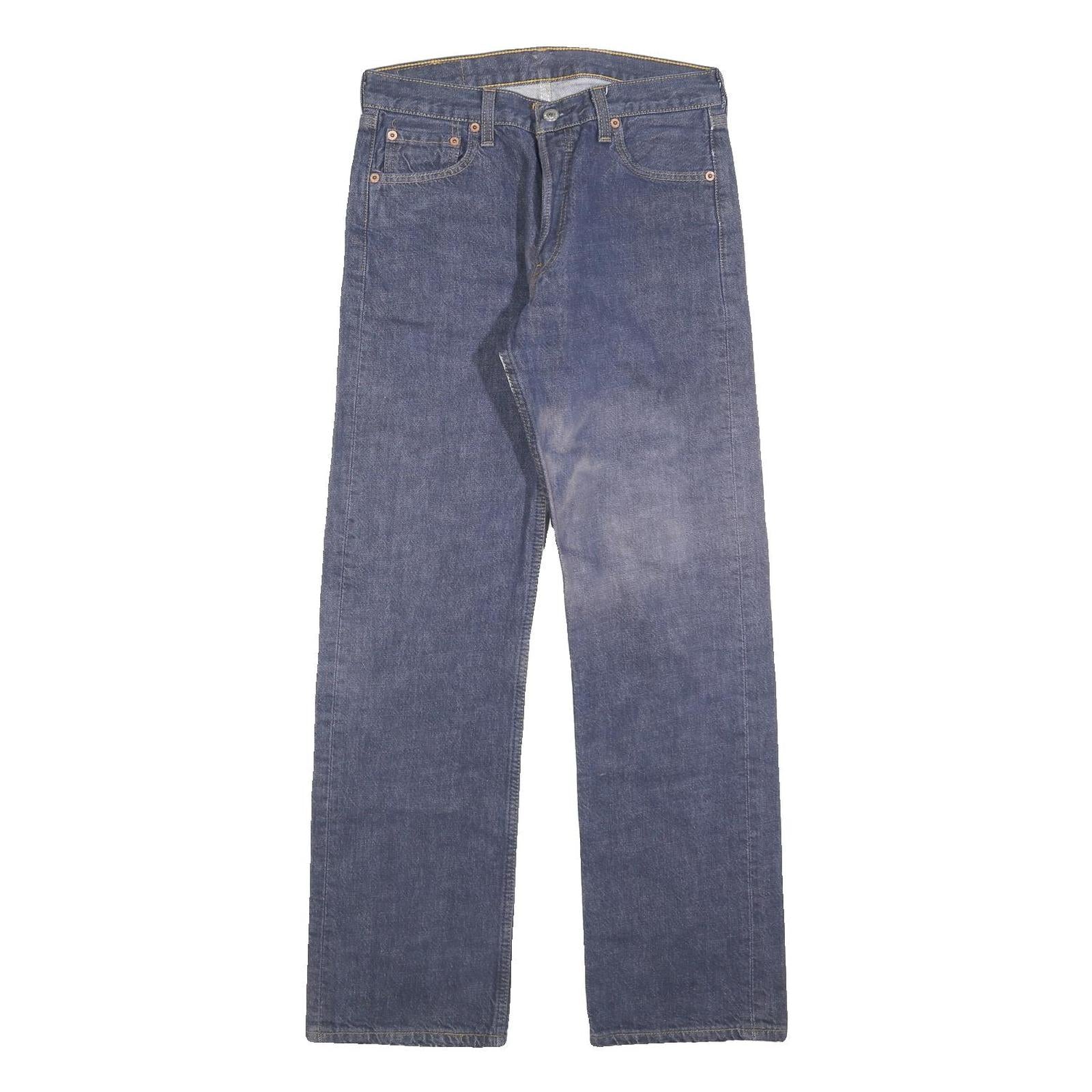 LEVI'S 501 Mens Jeans Blue Regular Straight Denim Medium W30 L32 Classic Button