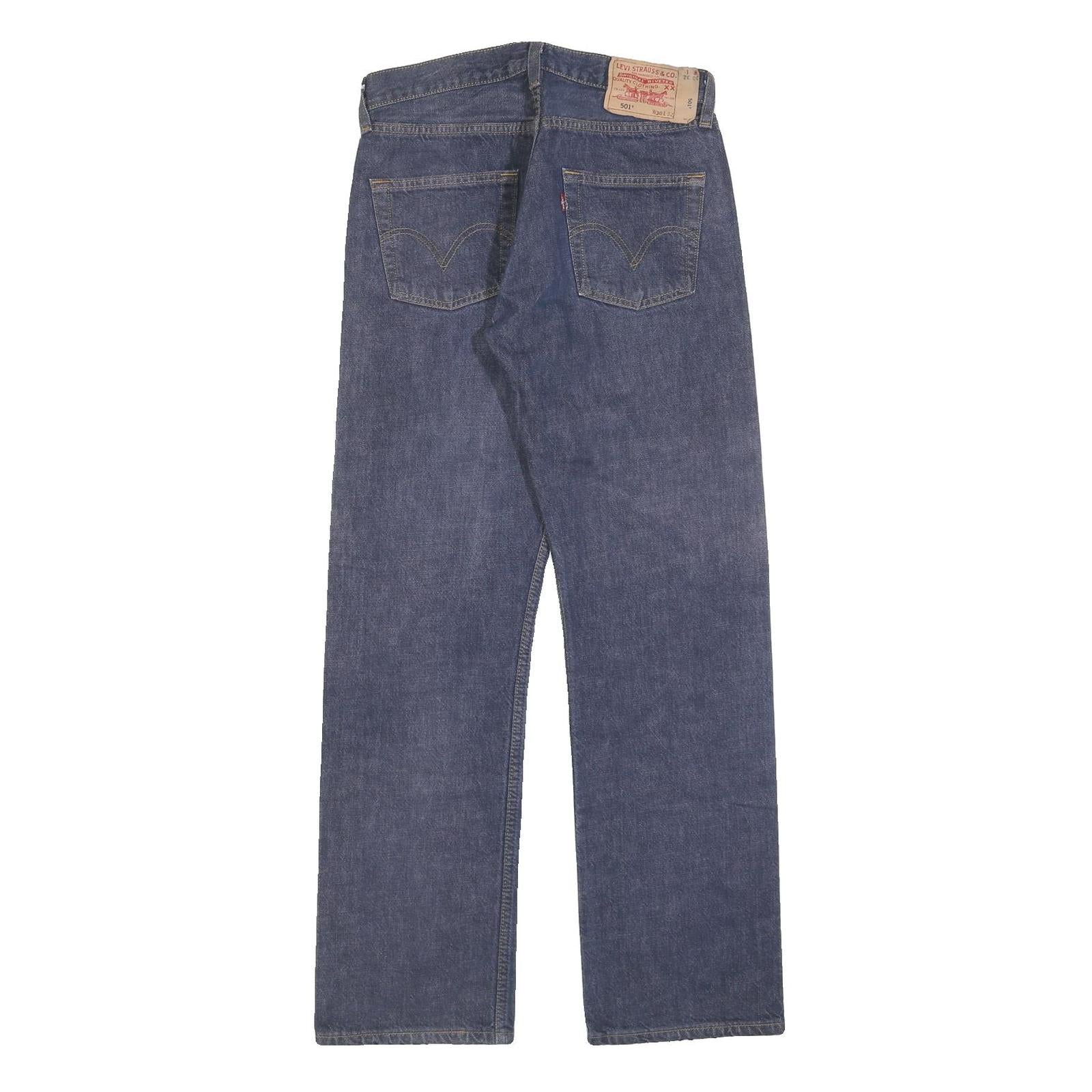 LEVI'S 501 Mens Jeans Blue Regular Straight Denim Medium W30 L32 Classic Button