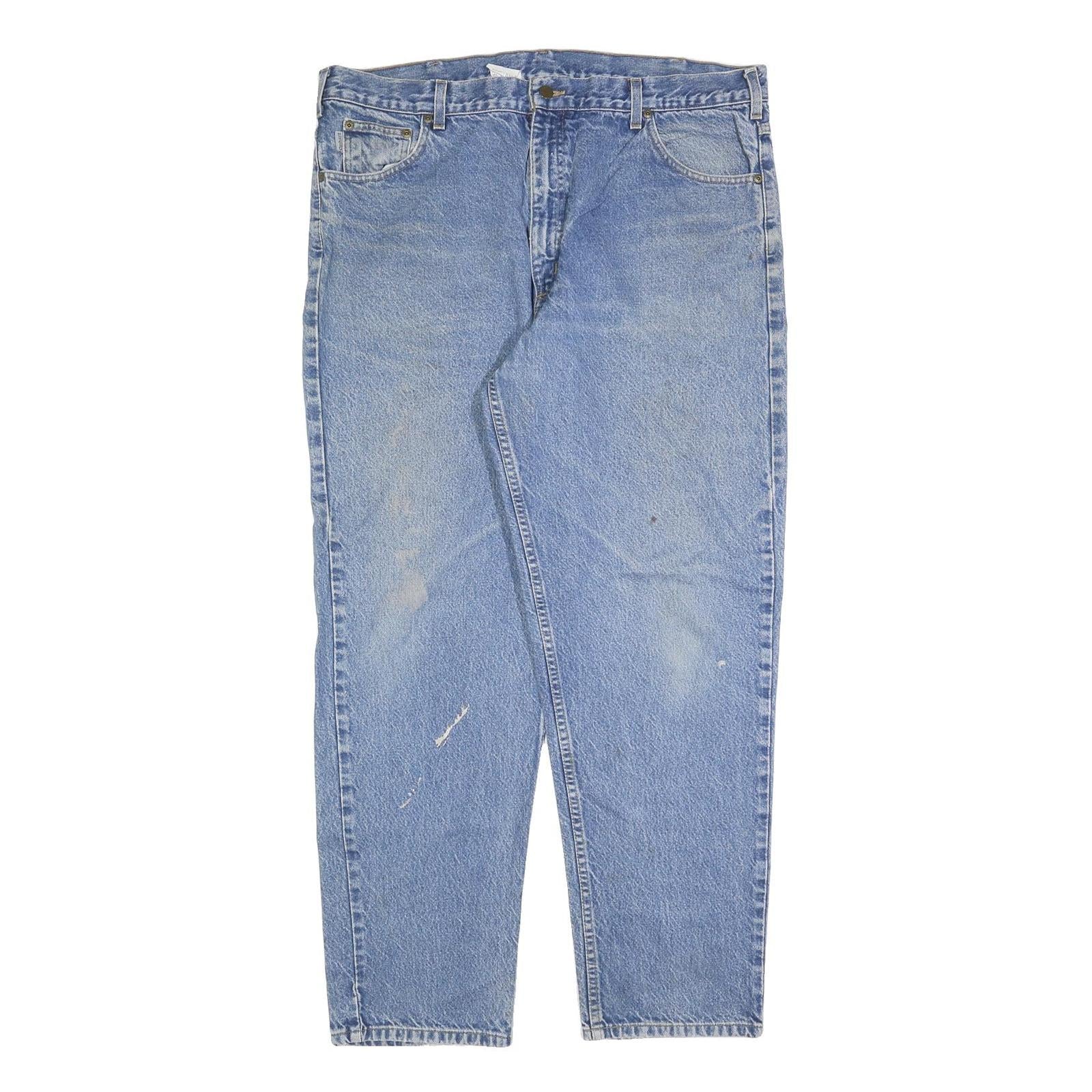 CARHARTT Mens Regular Fit Blue Denim Jeans W42 L32 Zip Closure Classic Cotton