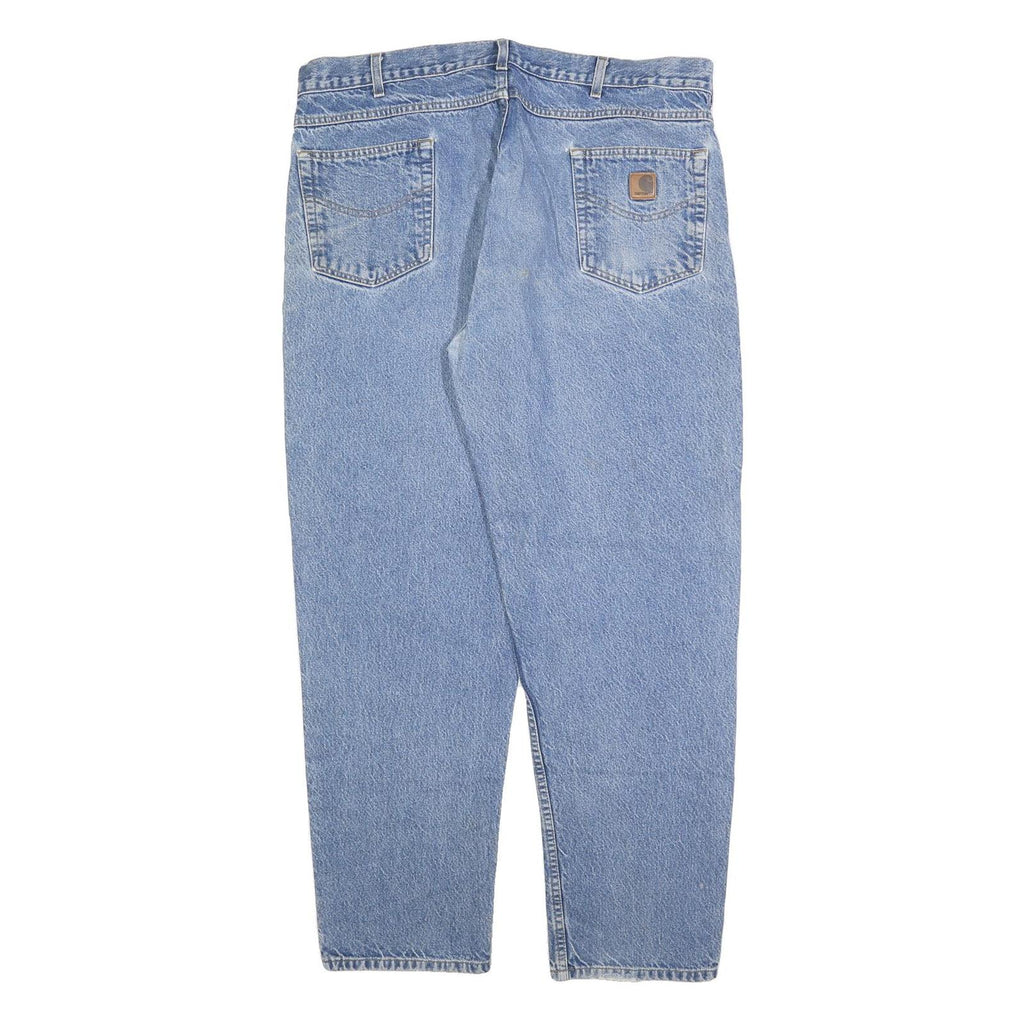 CARHARTT Mens Regular Fit Blue Denim Jeans W42 L32 Zip Closure Classic Cotton