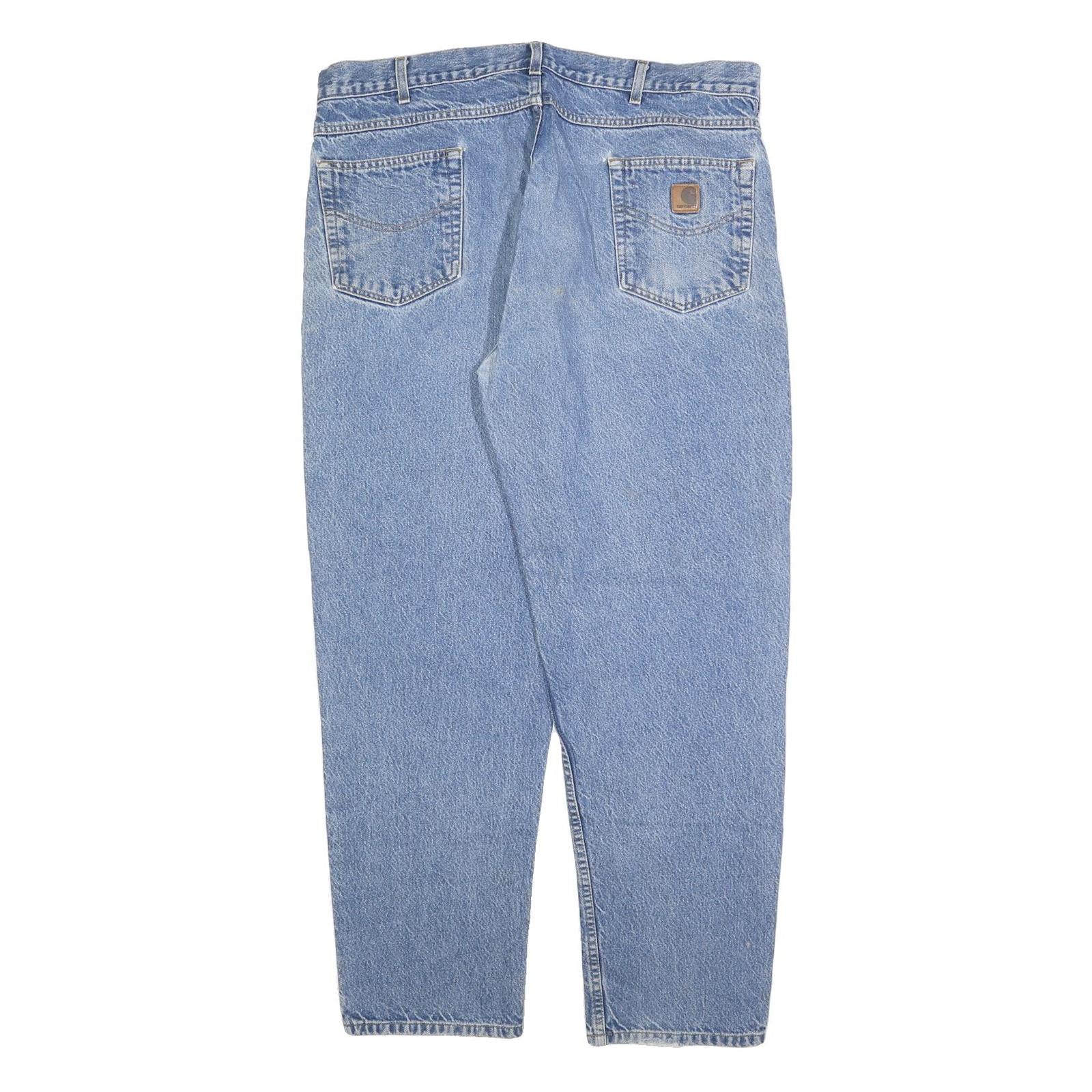 CARHARTT Mens Regular Fit Blue Denim Jeans W42 L32 Zip Closure Classic Cotton