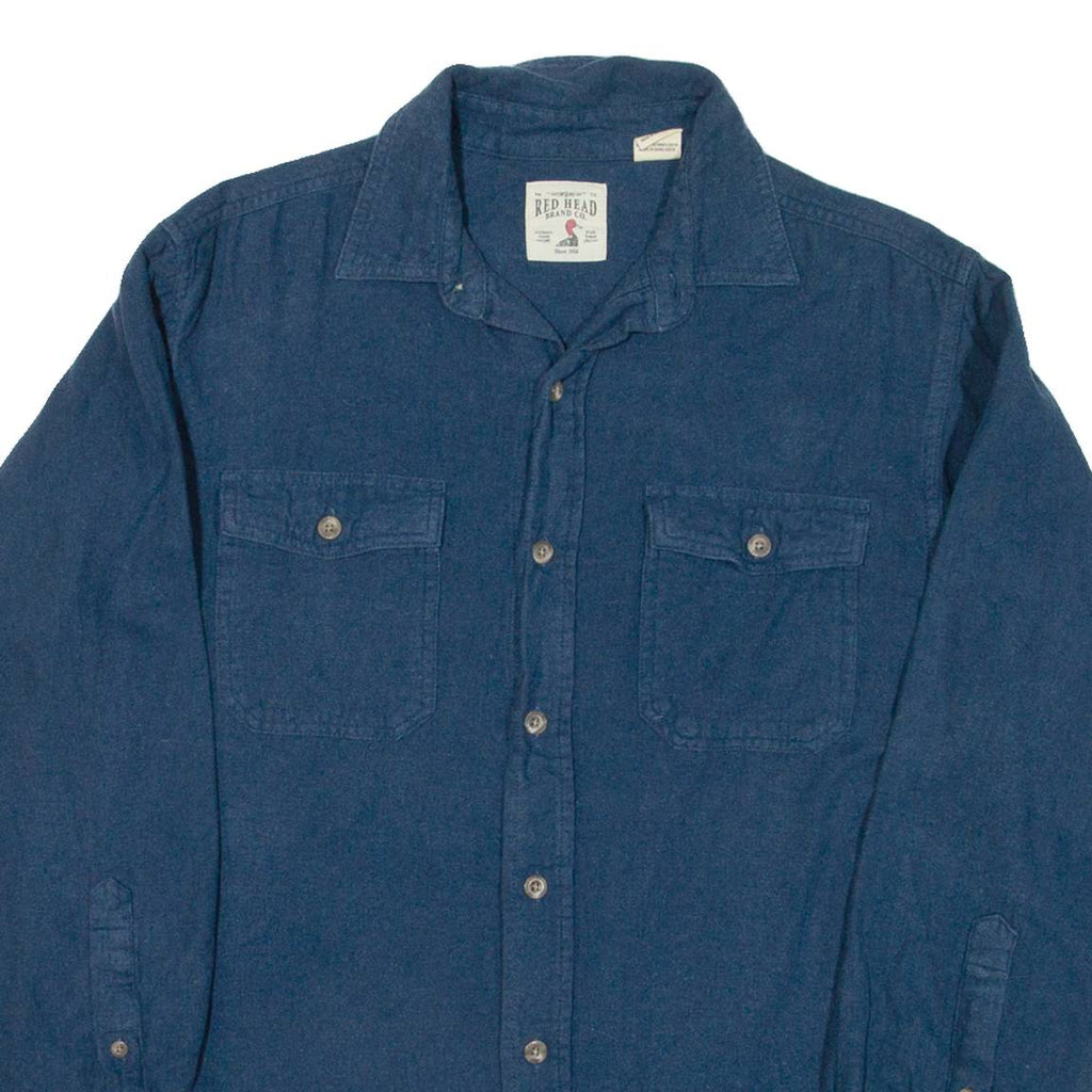 REDHEAD Mens Flannel Shirt Blue Long Sleeve M