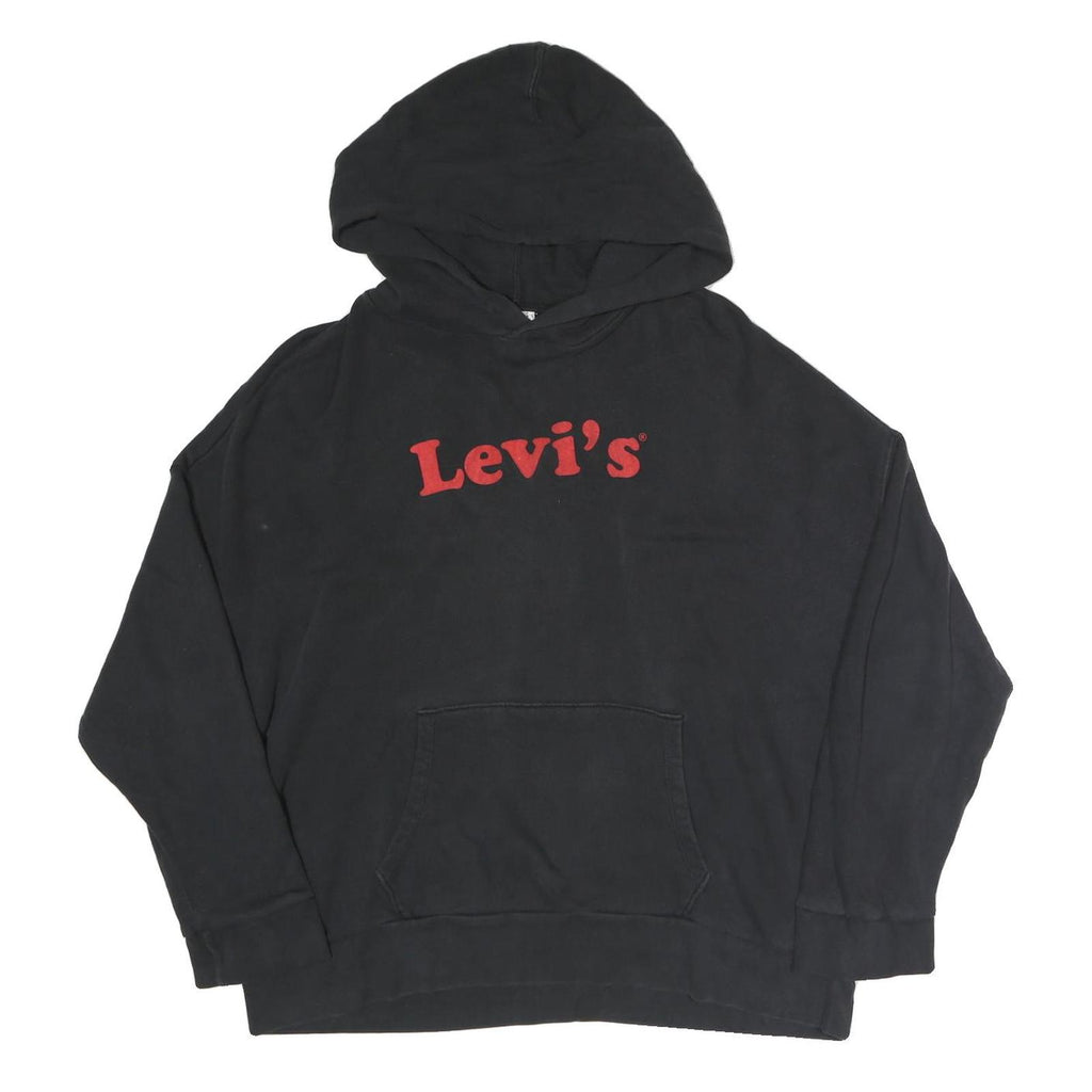 LEVI'S Womens Black Hoodie M Cotton Blend Casual Pullover Sweatshirt