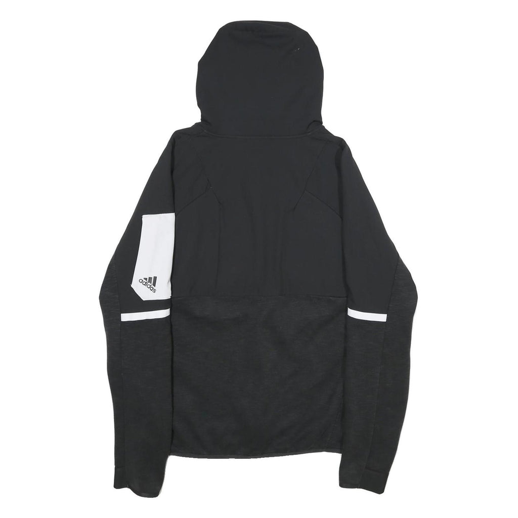 ADIDAS Mens Black & White Zip Hooded Jacket M Polyester Blend Colourblock