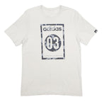 ADIDAS Mens White & Grey Graphic T-Shirt S Short Sleeve Crew Neck Casual