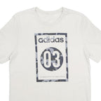 ADIDAS Mens White & Grey Graphic T-Shirt S Short Sleeve Crew Neck Casual