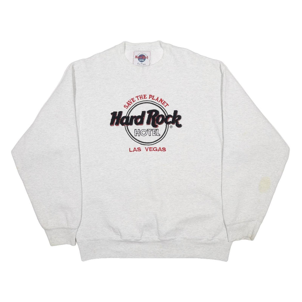 HARD ROCK CAFE Mens White Save The Planet Logo Crew Neck L Sweatshirt