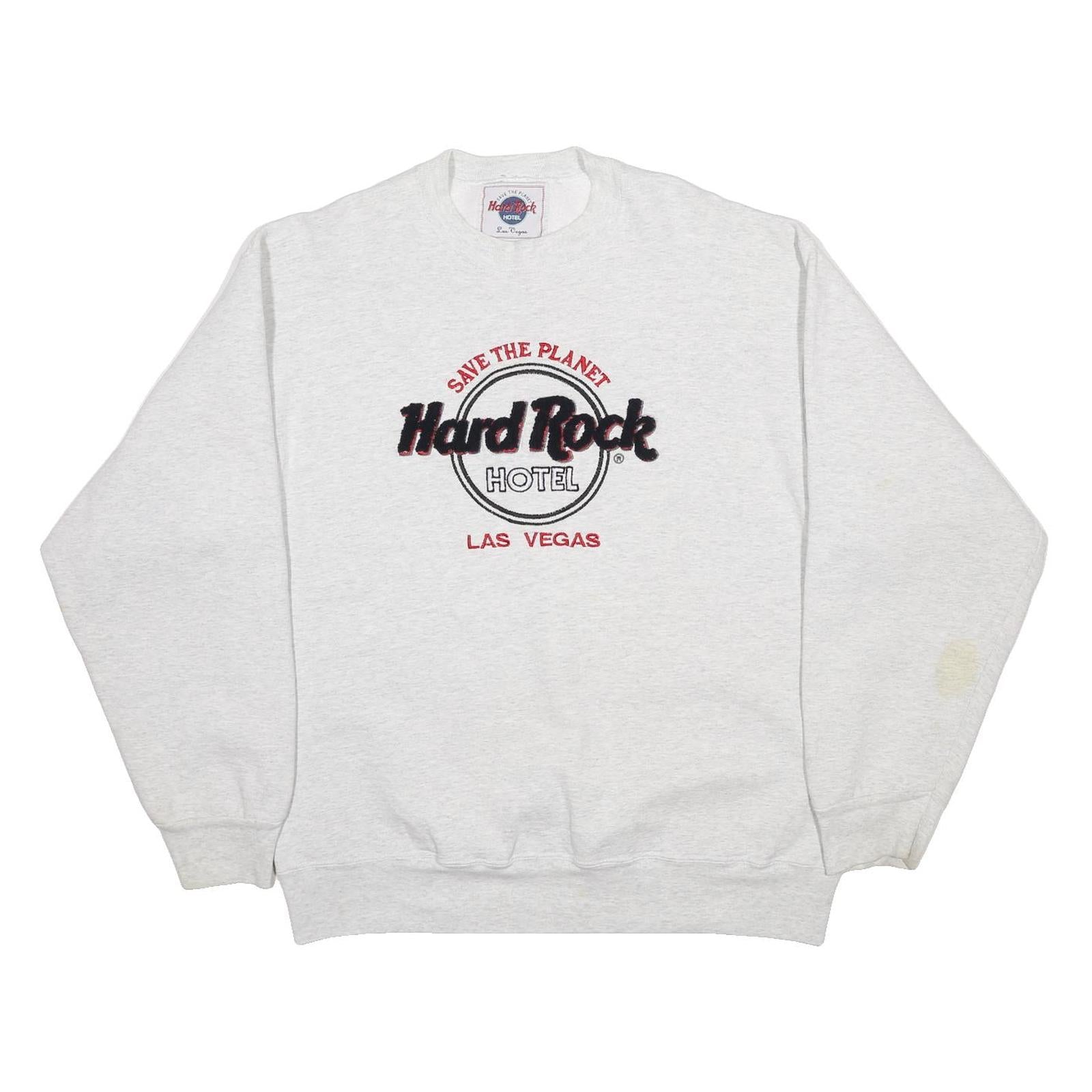 HARD ROCK CAFE Mens White Save The Planet Logo Crew Neck L Sweatshirt