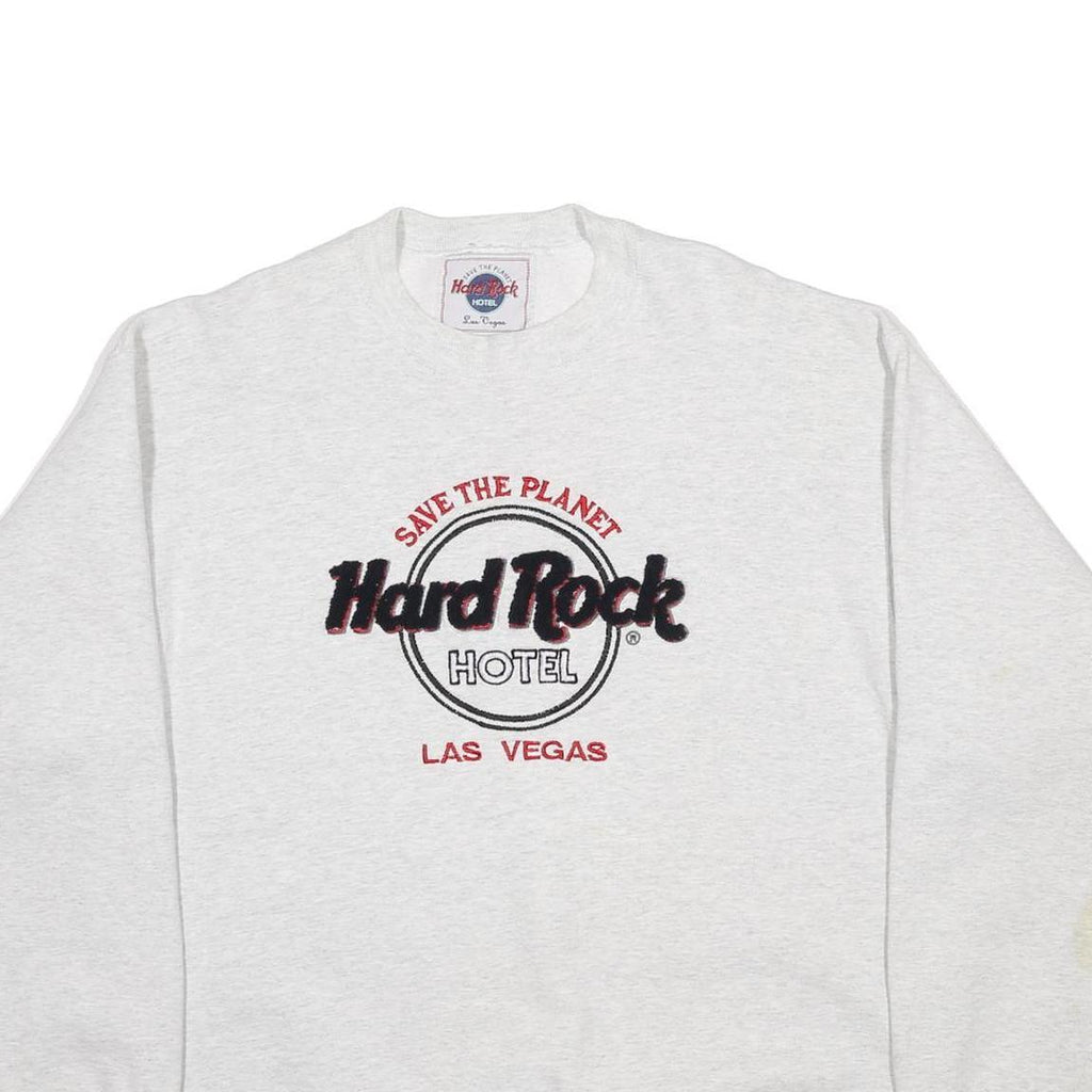 HARD ROCK CAFE Mens White Save The Planet Logo Crew Neck L Sweatshirt
