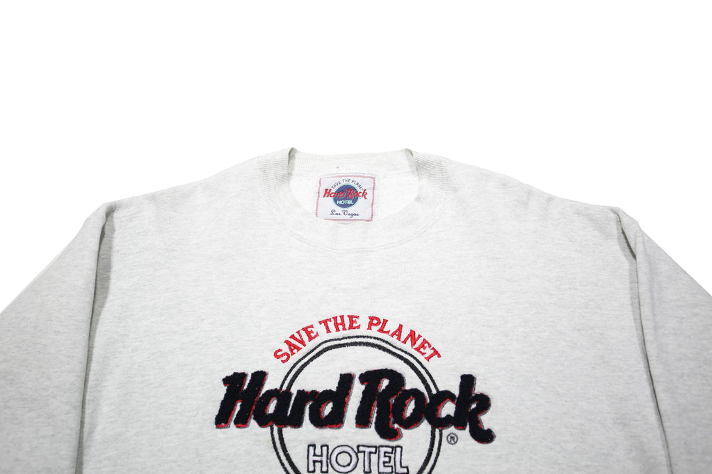 HARD ROCK CAFE Mens White Save The Planet Logo Crew Neck L Sweatshirt
