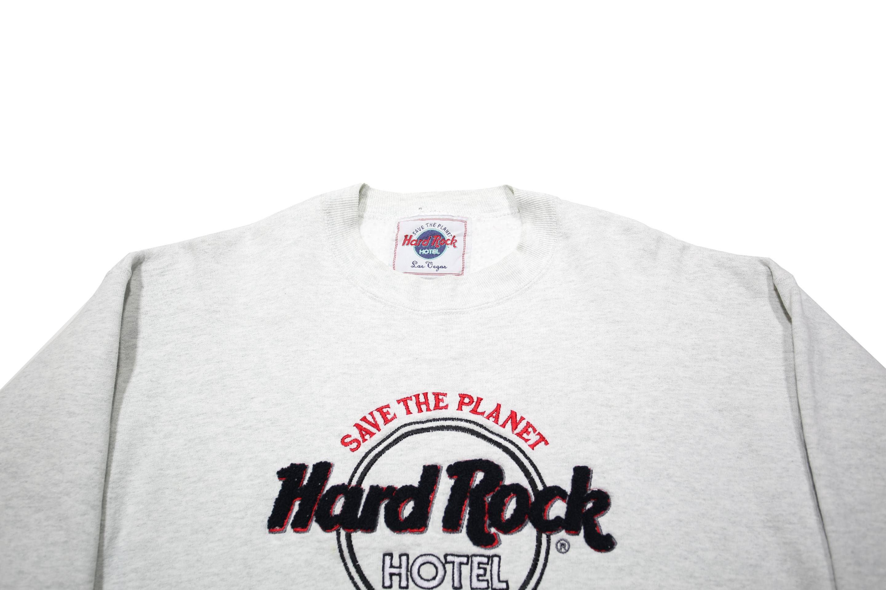 HARD ROCK CAFE Mens White Save The Planet Logo Crew Neck L Sweatshirt