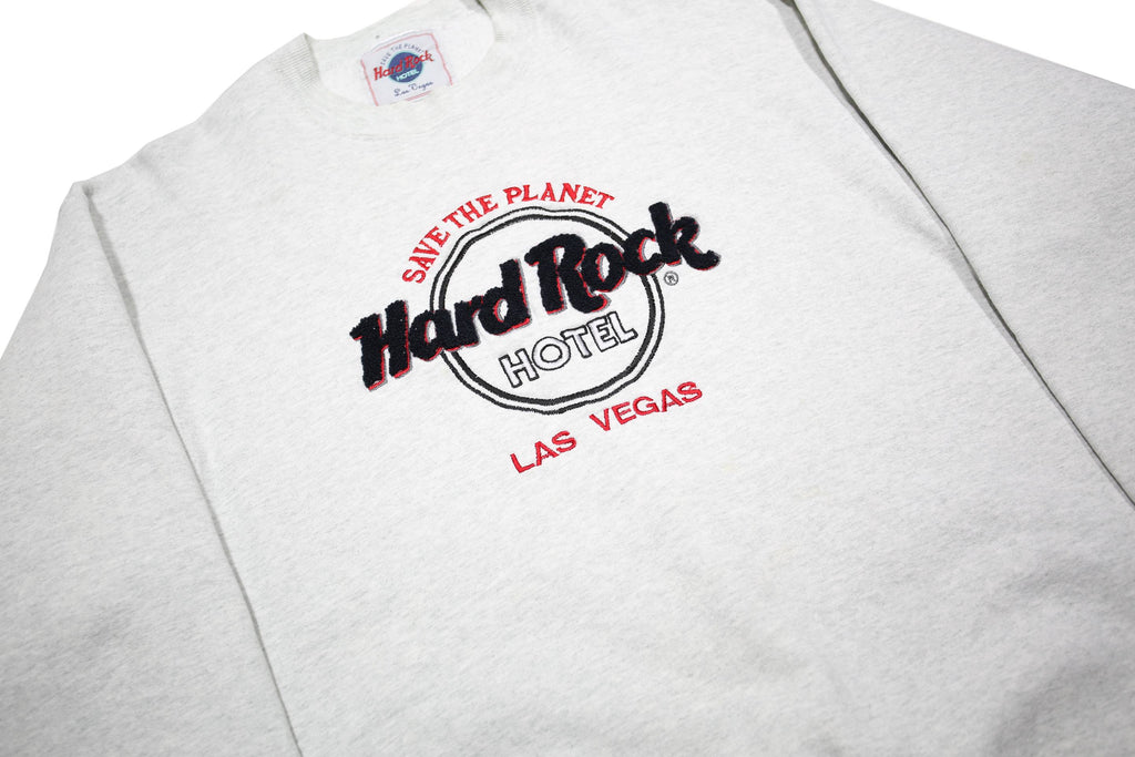 HARD ROCK CAFE Mens White Save The Planet Logo Crew Neck L Sweatshirt